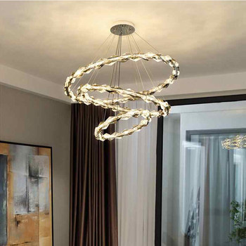 Modern Light Luxury Italian Minimalist Style Crystal Chandelier Living Room Main Light 2026 New Model Round Multi-Layer Bedroom Dining Room Light