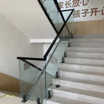 Simple Net red glass solid wood modern stair card slot aluminum alloy pool clip stainless steel groove handrail column