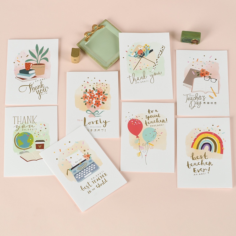 New Korean creative bronzing small fresh children cute cartoon teacher's day greeting card to send teacher gift small card
