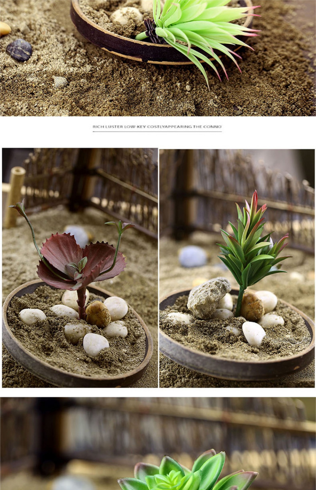 Mô phỏng thịt giả mọng nước trong chậu kết hợp vi cảnh đặt mini cây xanh trang trí nhỏ thực vật hoa nhân tạo Bắc Âu - Hoa nhân tạo / Cây / Trái cây giả hạc hoa hồng đỏ