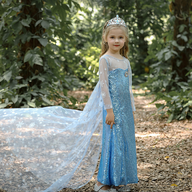 Elsa Princess Dress 2026 Frozen Elsa New Dress Girls Cosplay Children's Clothing Summer