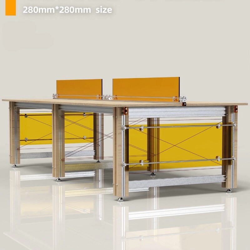 Modern Aluminum Profile Transparent Glass Desk, Personalized and Creative Rectangular Desk, Minimalist Design Island Desk