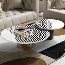 Modern light lavish marble tea table round living room small family of stainless steel edge a few modern minimalist tea table combinations