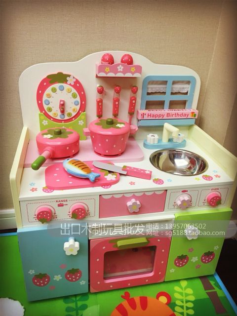Nhà mô phỏng Nhà bếp Đồ chơi bằng gỗ cho trẻ em 2-3-6 tuổi Bếp nấu ăn Đồ dùng nhà bếp Cô gái Quà tặng - Phòng bếp dụng cụ bếp