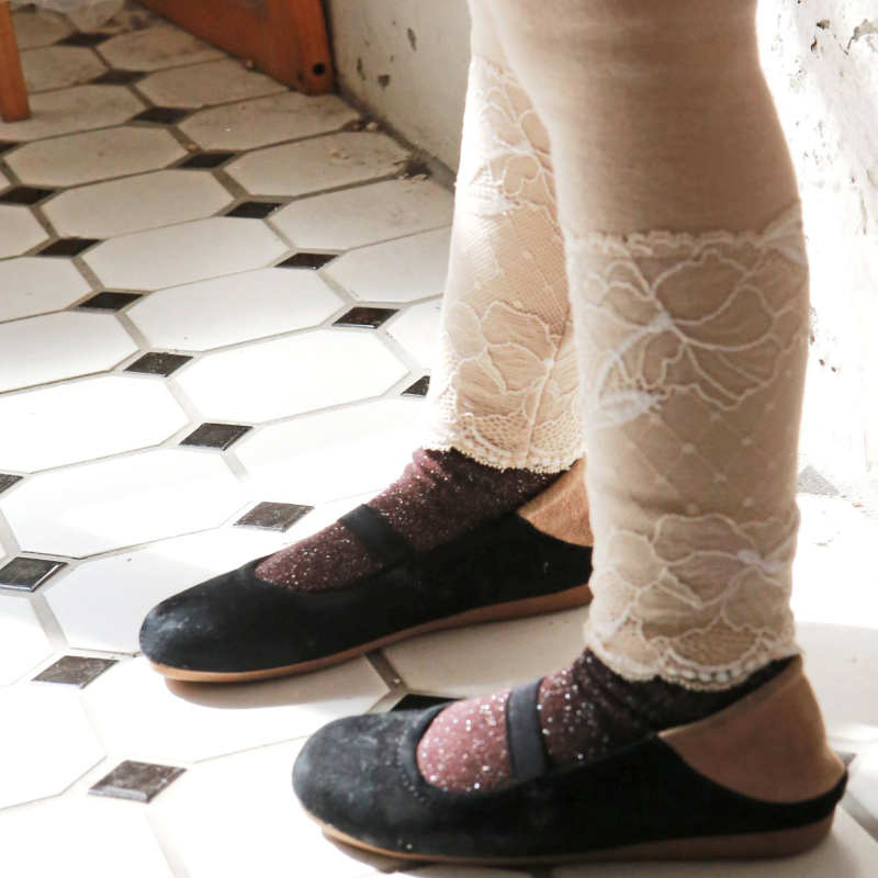 Spot Korea Puell Flo Girls female baby Autumn and winter lace ankle velvet warm inner pants pants