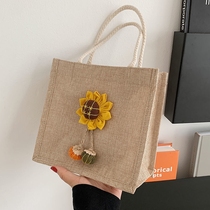 Hemp Cloth Bag Hand Summer Pop Linen Waterproof Lunchbox Bag Girls Tennis Red Ins Personality Creative Single Shoulder