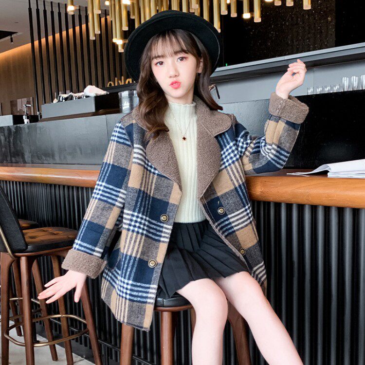 Girl's autumn clothes for children jacket 2021 new CUHK children's tennis red plaid clique-shirt children suit foreign wind clothing wave