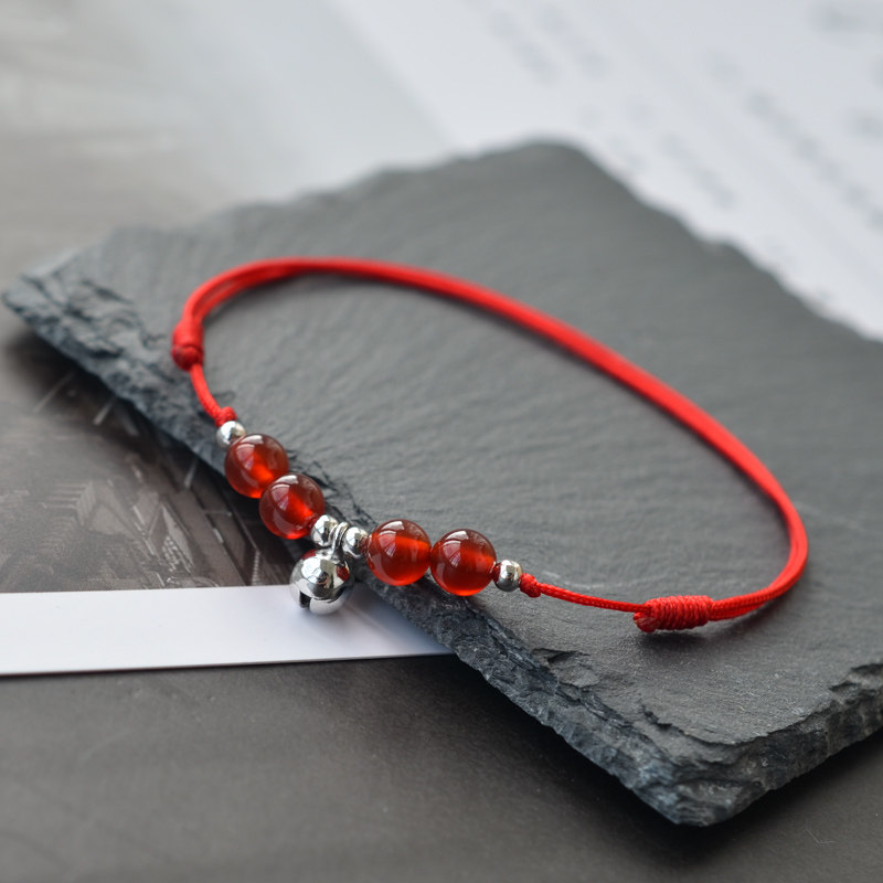 Palace Bell Foot Chain Woman Pure Silver Hydrophonic Bell With Sound Exotic red Manau This year the ancient wind sensual red rope foot rope
