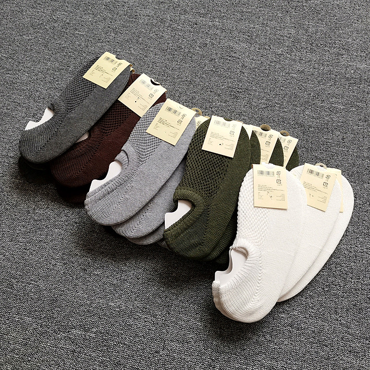 Small day single minimalist pure color for men and women Knitted Mesh Breathable Pure Cotton Short Socks Invisible Socks Invisible Socks
