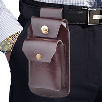 Genuine leather mobile phone bag wearing leather belt package hanging belt bag mens outdoor worksite work hanging bag vertical fit cigarette package