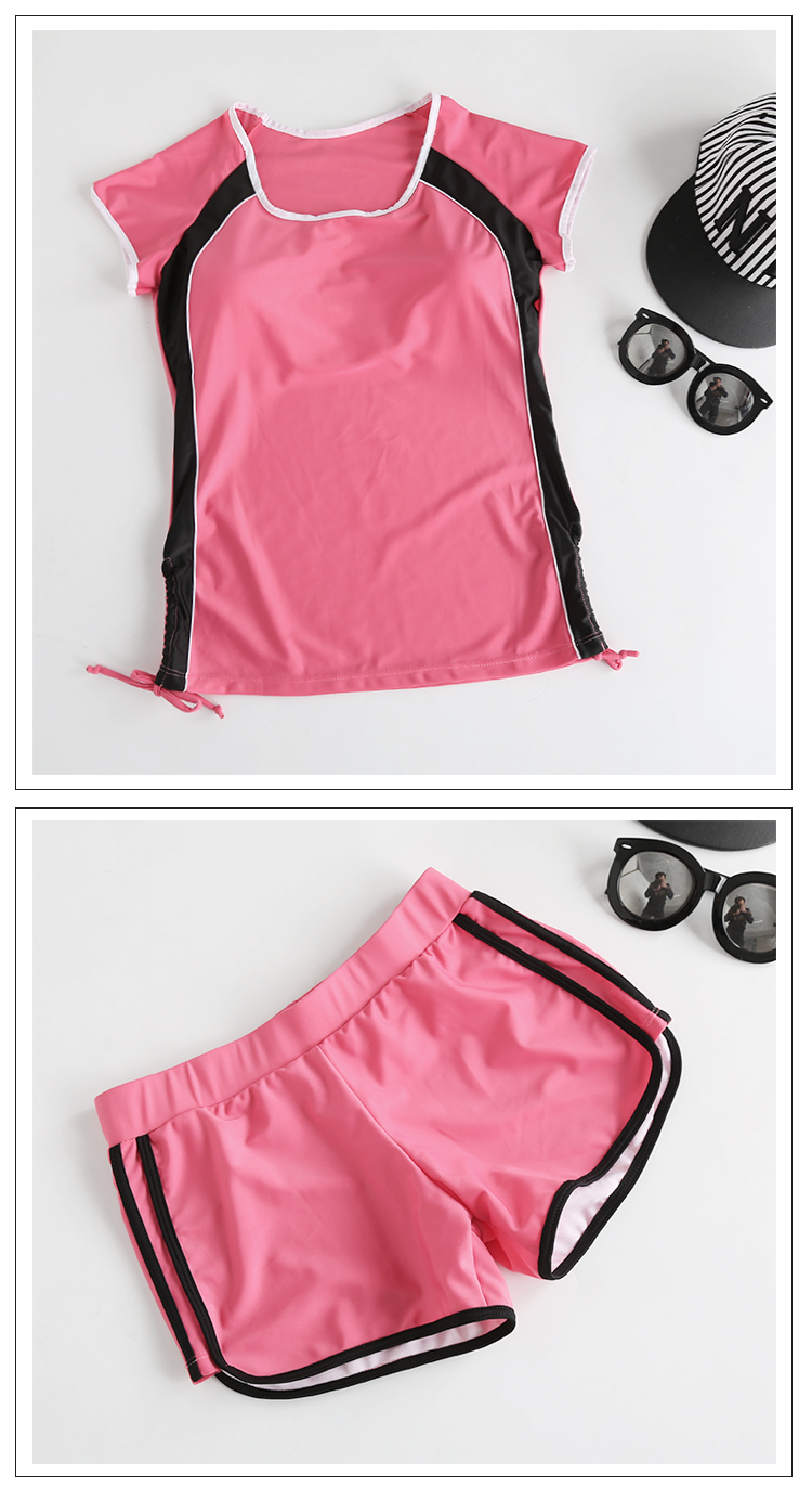 Đặc biệt hàng ngày áo tắm nữ bảo thủ chia quần boxer bao phủ bụng mỏng ngực nhỏ tập hợp spa ngắn tay thể thao kích thước lớn áo bơi 2 mảnh