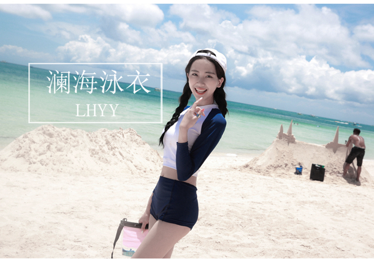 澜 海 泳衣 khí tươi dài tay áo kem chống nắng bảo thủ mỏng chia mới đồ bơi nữ mùa xuân nóng kỳ nghỉ áo 2 mảnh