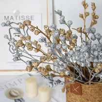 Golden Eugalie dried flower silver dry branch decoration with flower arrangement Diy handmade floral material Advanced senses dried flowers