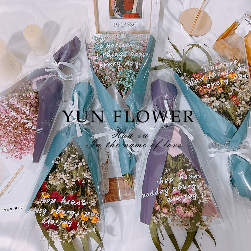 Net red handbag dry flower bouquet real flower New Year Valentine's Day event with handouts decoration decoration