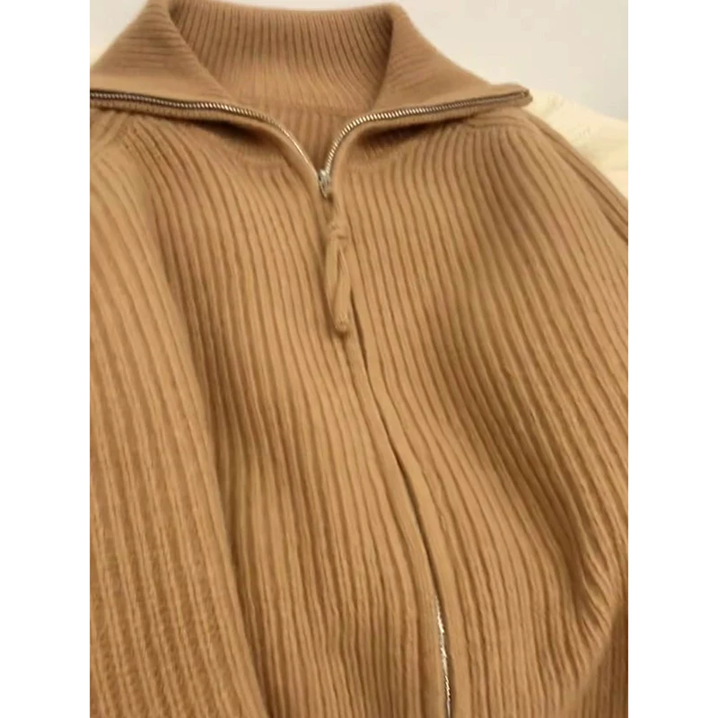 Кардиган Camel с молнией, свитер, куртка, корейский стиль