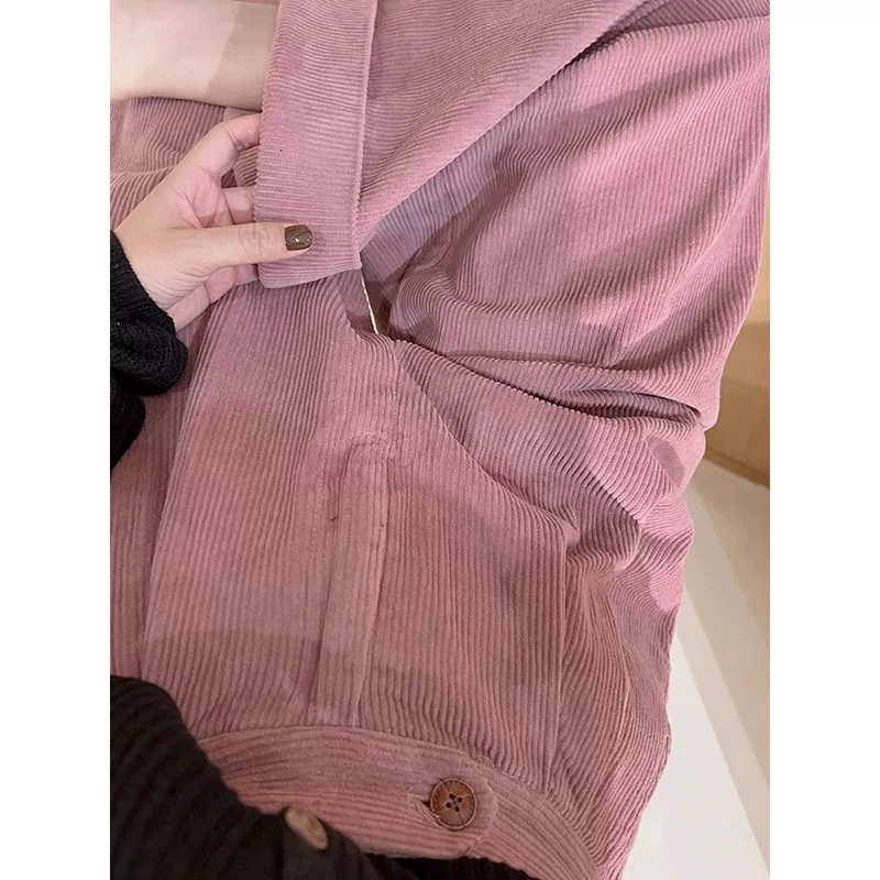 Fuchsia corduroy trousers, increased thickness