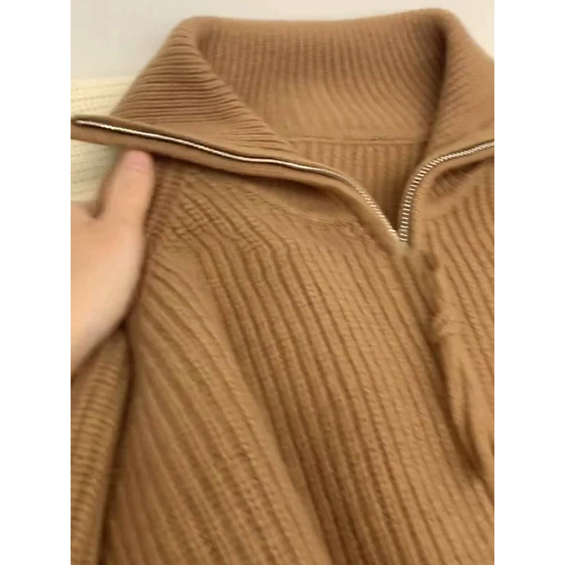 Кардиган Camel с молнией, свитер, куртка, корейский стиль
