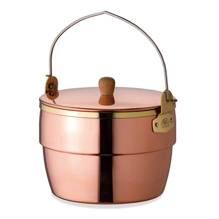 Japan imported Fireside outdoor copper pot picnic camping portable open fire cooking stewed rice hanging soup pot cooker