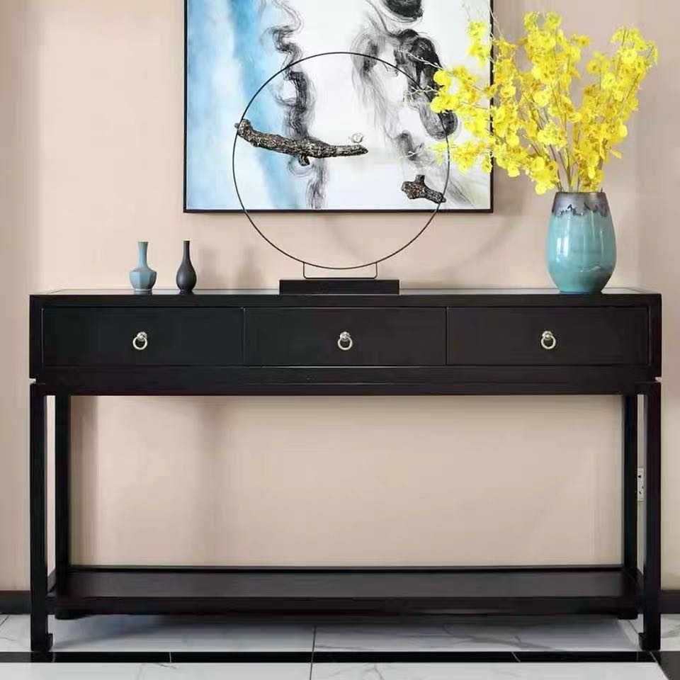 New Chinese Genguan Table Full Solid Wood Strips Case Living Room Door Hall Xuanguan Cabinet Case Desk Corridor for desk cases Several customizations