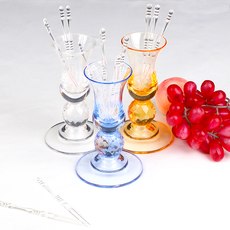 Acrylic Fruit Signature Flush Pc Fruit Sign Cup Fruit Fork Cup Ktv Fruit Fork Seat Plastic Toothpick Cup Color Seat