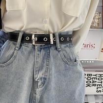 Womens group belt pleated skirt decorative trouser belt metal rivet belt handsome student ladies Korean new hip-hop