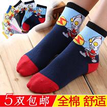 Cartoon Midbarrel Socks Baby Socks Boy 3-5 Ottmann Superman Pattern Child Childrens Autumn Winter Warm Socks