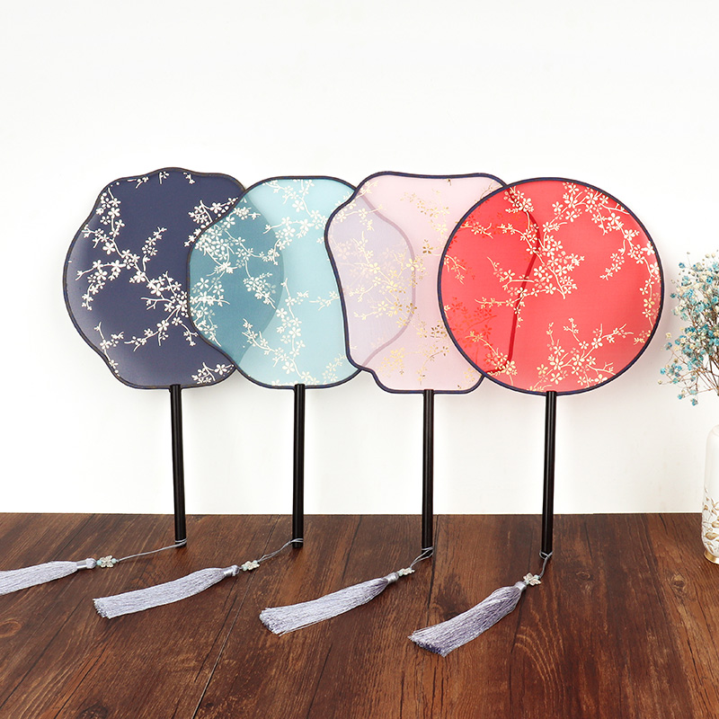 Forest fan Black sandalwood group fan Bronzing palace fan Dance photography props Silk round fan