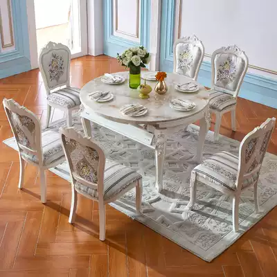 Omani solid wood dining table and chair combination Korean telescopic folding dining table Long square round dining table Household dining table