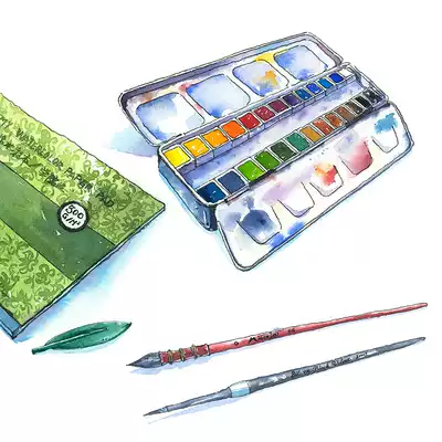 Martini Red Fatty Squirrel Hairy Round Head Watercolor Pen Basic Set