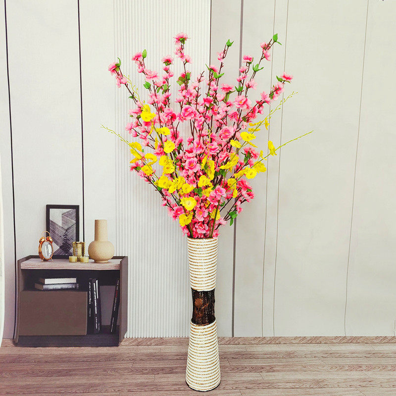Three Sheng III Peach Blossom Emulation Flower Fake Flower Living Room Floor Decoration Flowers Home Wedding Celebration Flower Arrangement Floral Art