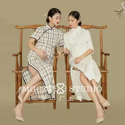 Photo studio photography photo photo maternity dress cheongsam best friend pregnant woman art theme photo costume