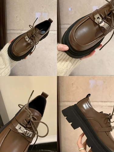 【sheii苏茵茵】伯克公路~ke*锁扣圆头松糕厚底小皮鞋女乐福单鞋