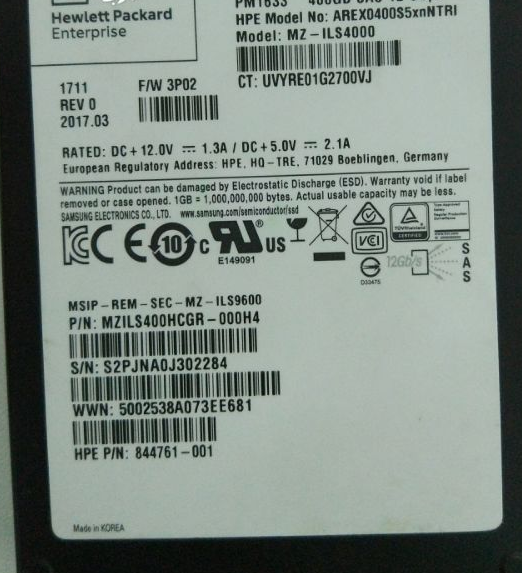 HP SSD 844761-001 3P02 400GB SSD 2 5 SAS AREX0400S5XN