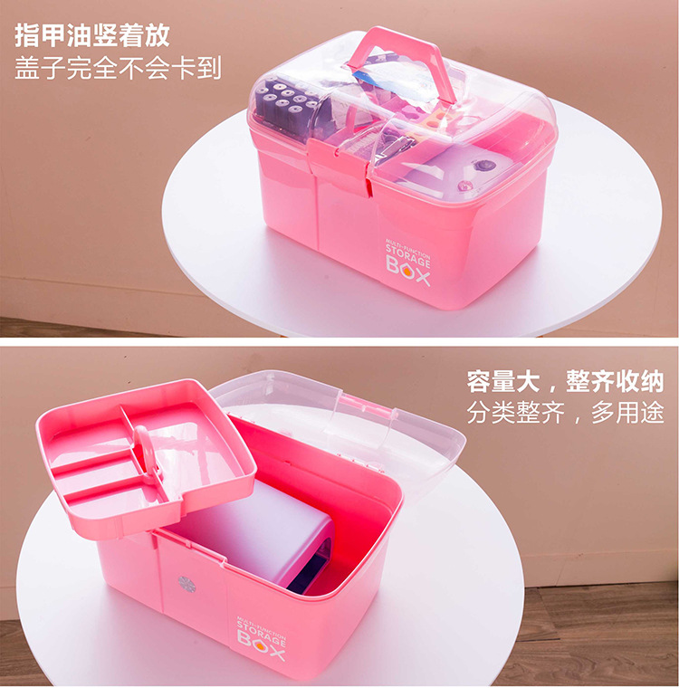 Thợ làm móng tay đặc biệt hộp dụng cụ làm móng tay lớn ba lớp hộp lưu trữ đa chức năng hoàn thiện hộp di động - Công cụ Nail đèn nail