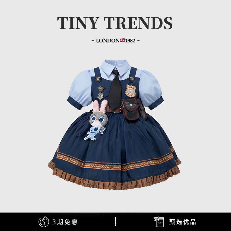 Girls Judy Rabbit Police Officer Dress Spring and Autumn Little Girl Lolita Princess Dress Children's Birthday Dress