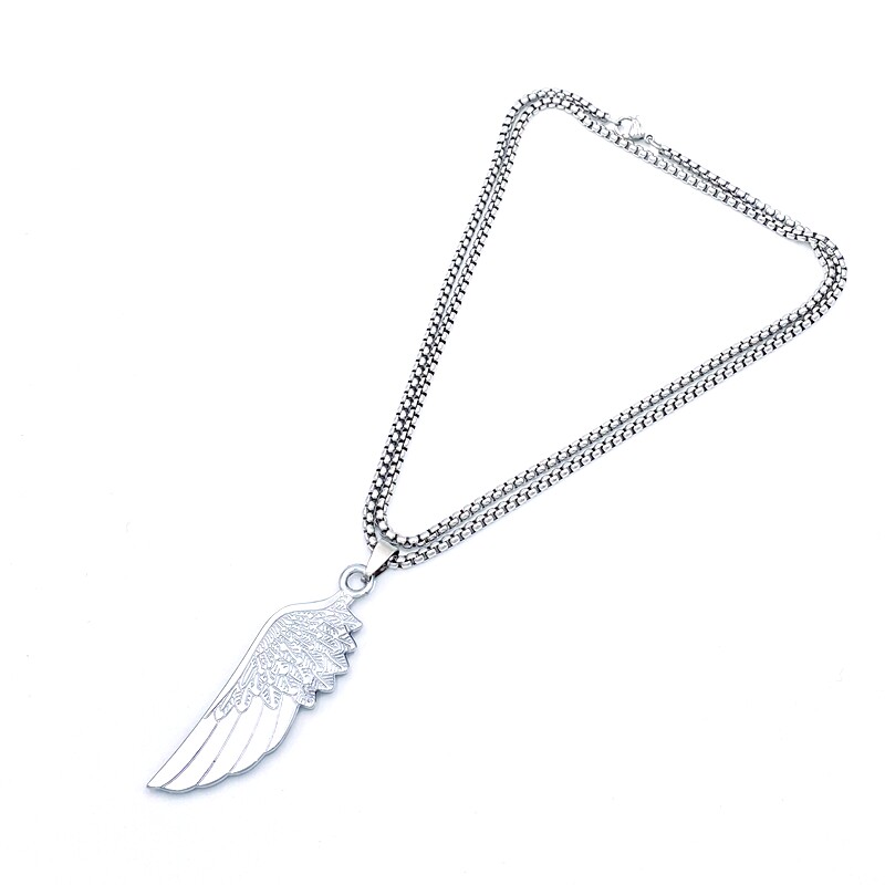 Collier ailes d'ange rétro en acier inoxydable pour femme et homme_voghion.com