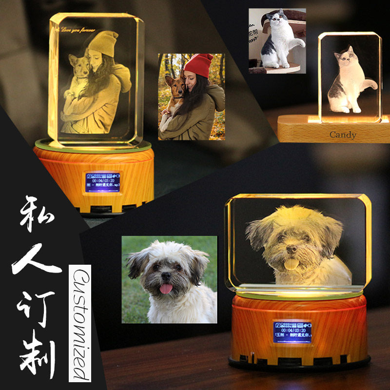 Pet Memorial Photo Gift KittenDog Crystal Stereo Carved Gift Gift Gift Gift