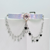 Sweetheart puppy custom SP collar Y2K trend adjustable mist blue choker thin chain adult trend jewelry