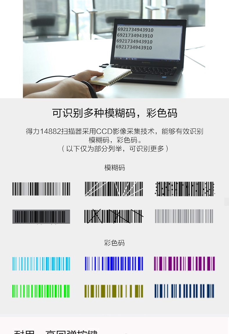 Hiệu quả cầm tay có dây quét mã vạch đơn siêu thị Máy tính điện thoại di động màn hình điện thoại quét mã vạch 14880/14881/14884 súng quét laser bán buôn - Thiết bị mua / quét mã vạch