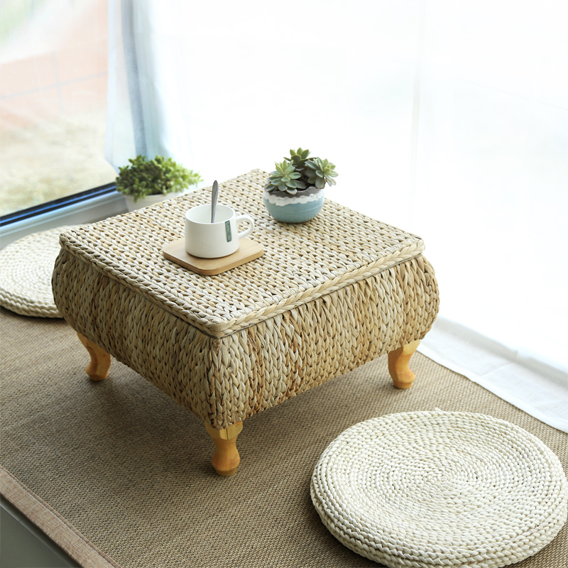 Bay window small table Rattan balcony low table Literary wind grass chess table Kang table Bedroom sitting floor Tatami small coffee table