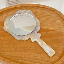 Small mirror carrying delicate retro fashion handheld mirrors Ins cute sweet and elegant Elegant Temperament Round Mirror