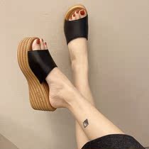 Wedding Theorizer Pine Pastry Shoes Pine Pastry Thickness Bottom Slopes Heel Slippers New Fashion Slippers Women High Heel Waterproof Fish Mouth Sandals