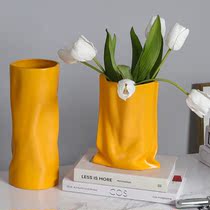 TV cabinet on both sides swinging Nordic minimalist Folds Ceramic Vase Pendulum with flower arrangement Living room Tea Table TV Cabinet Decoration