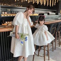Fa-style pro-daughter dress Mothers new daughter Mother-daughter Dress Girl Suit Jacket Blouse Spring Summer style Bubble Sleeves Dress