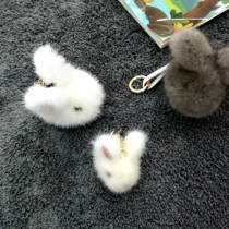 Healing Ensemble Small Pendant Water Mink Wool Jade Rabbit Fur Fur Plush Pendant Mini Cute Little Rabbit Car Key Buckle Bag