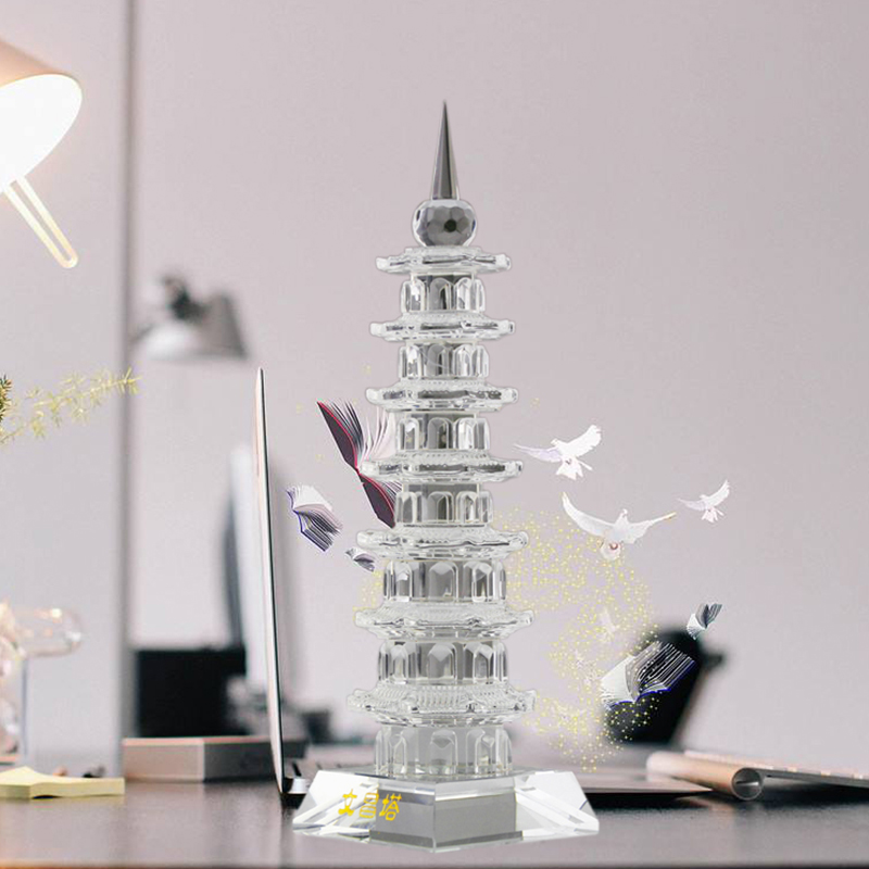Living room minimalist modern teen bookcase Desktop Crystal Wenchang Tower swing piece 7 floors 9 Tavern Tower