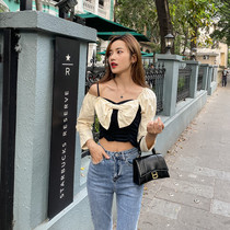 Sei Van Dew Shoulder Harness Blouse Blouse 2021 new design Sensation Small Crowdbow Tie color Fast-style asymmetrical shirt