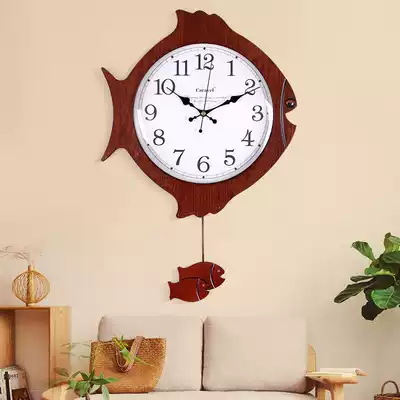 New Chinese wall clock living room Chinese style personality wooden clock dining room creative home simple fashion art clock