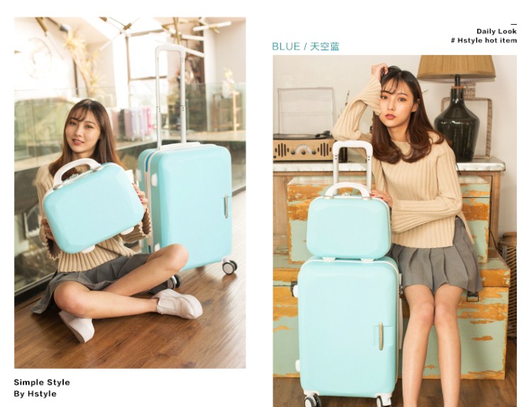 2018 mới xe đẩy túi lúa mì hành lý nữ nữ nhỏ vali tươi mật khẩu hộp phổ bánh xe vali lock and lock