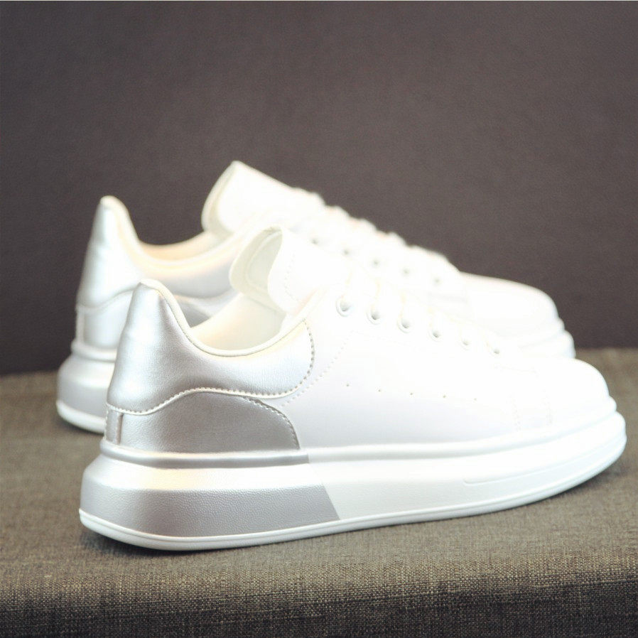 Leather small white shoes men's thick bottom Korean version all-match couple shoes men's sports casual simple new inner heightening shoes men